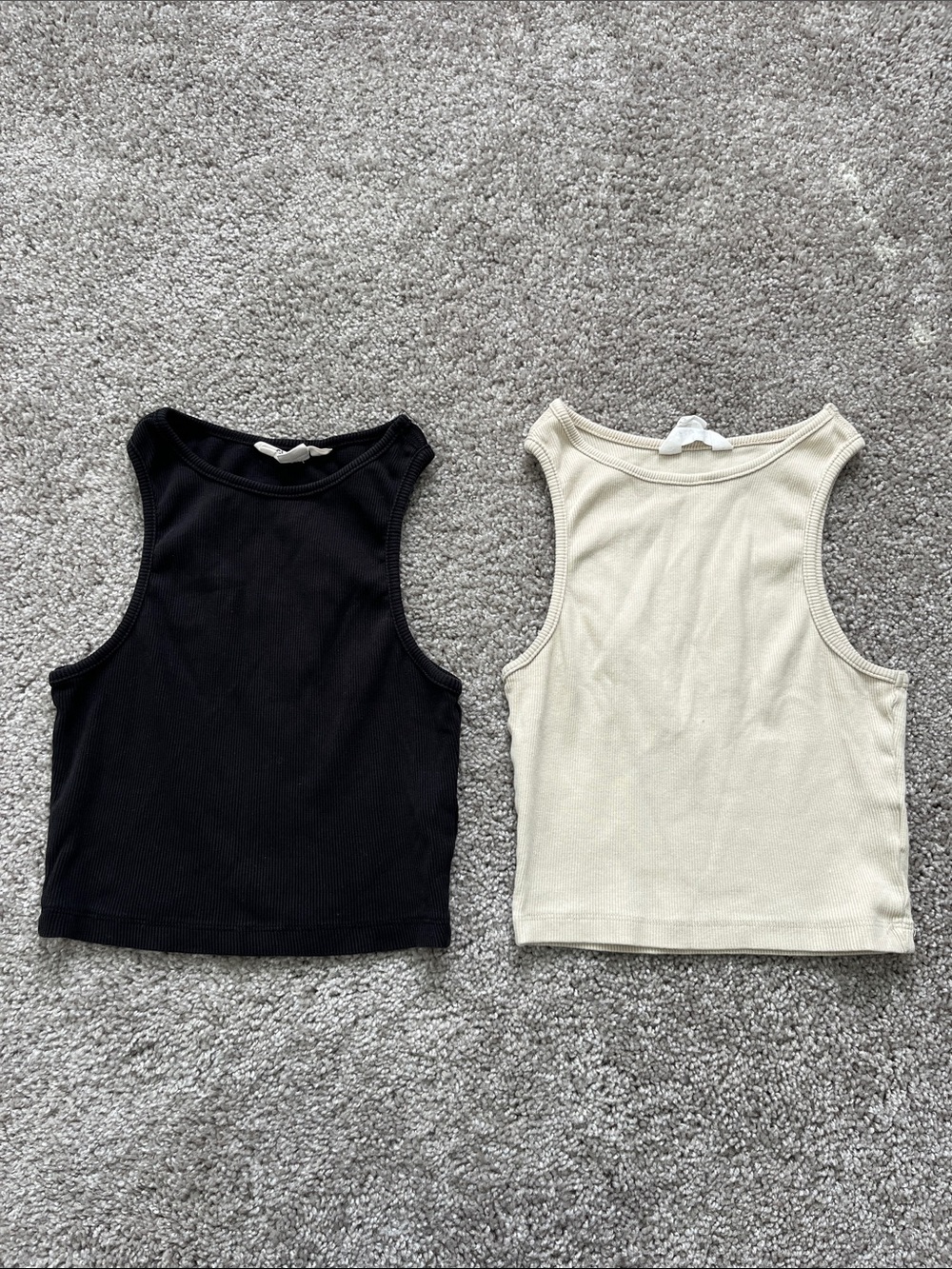 Glassons Organic Cotton Ribbed Tanks Top Duo - Black & Cream